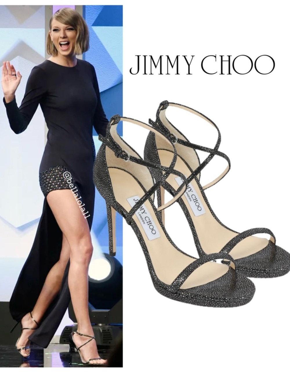 AUTHENTIC JIMMY CHOO GLITTERY BLACK HEELS
